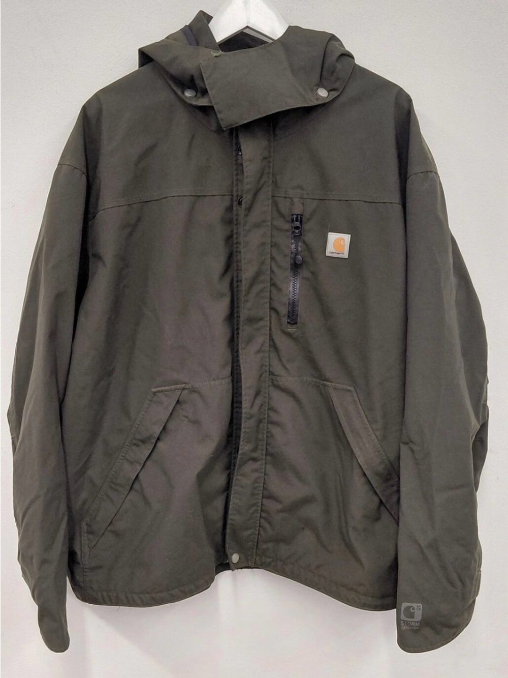 Carhartt Olive Green Hooded Rain Jacket